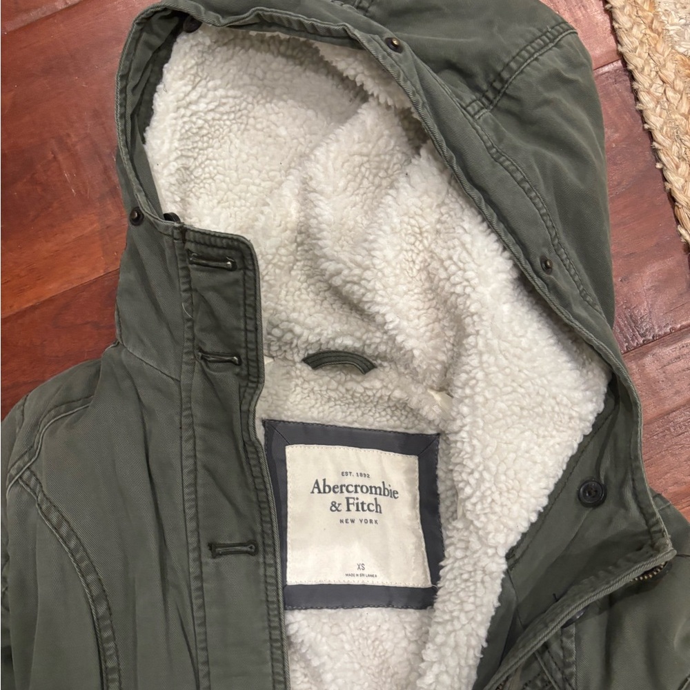 SOLD *** Abercrombie green sherpa trench coat
